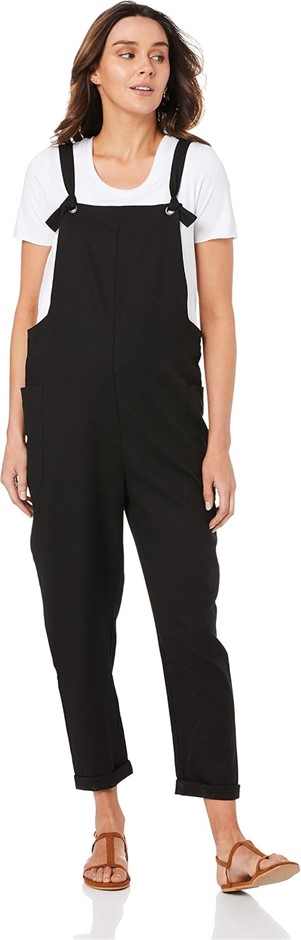 RIPE Poppy Linen Jumpsuit, Size S, Suitable for Maternity, Black, S3314. RR