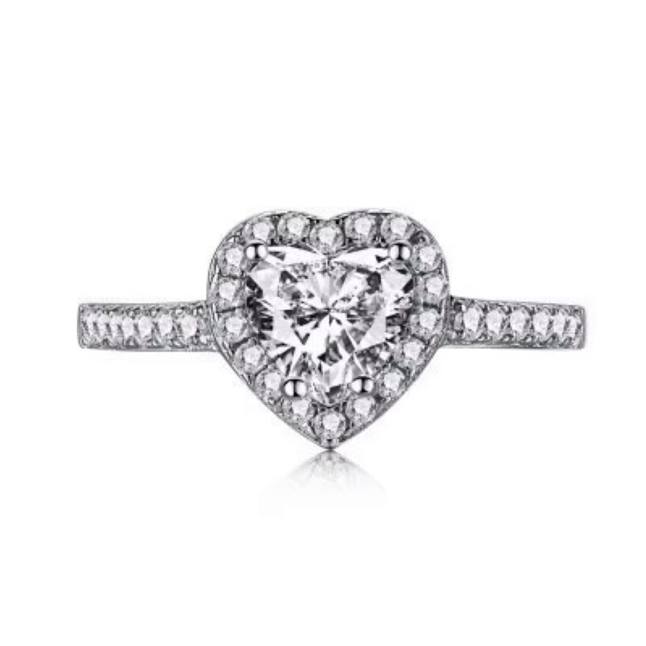 1.0ct Heart Simulated Diamond 925 Sterling Silver Ring - Size 6
