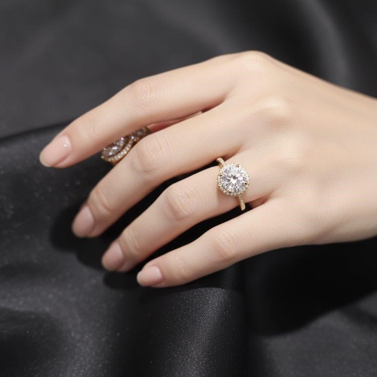 2.0ct GRA Moissanite White 18k Solid Yellow Gold Vermeil Ring -7US