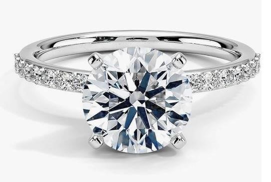 3.0ct GRA Moissanite 18k White Gold Vermeil Ring -8US