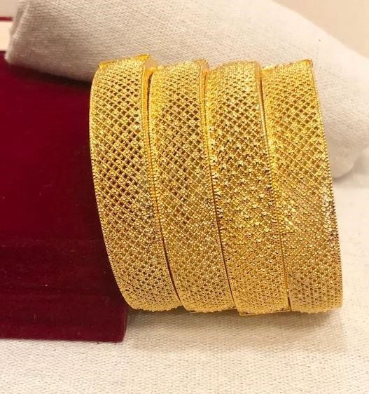 4pcs x 22KGoldFilled/Italy  Yellow Gold Filled  Bangles  with Stamp-60mm