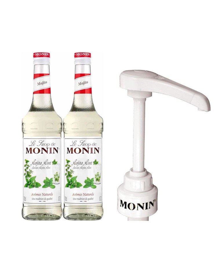 MONIN BUNDLE: 2 x Mojito Mint Syrup, Great for Cocktails and Teas, 700 ml +