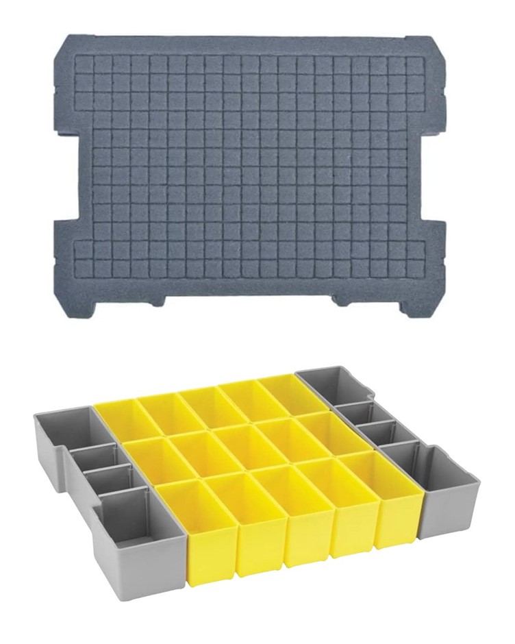 TOOLS ORGANISER BUNDLE: DeWALT TSTAK Foam Inlay Tool Box. + BOSCH ORG1A-YEL