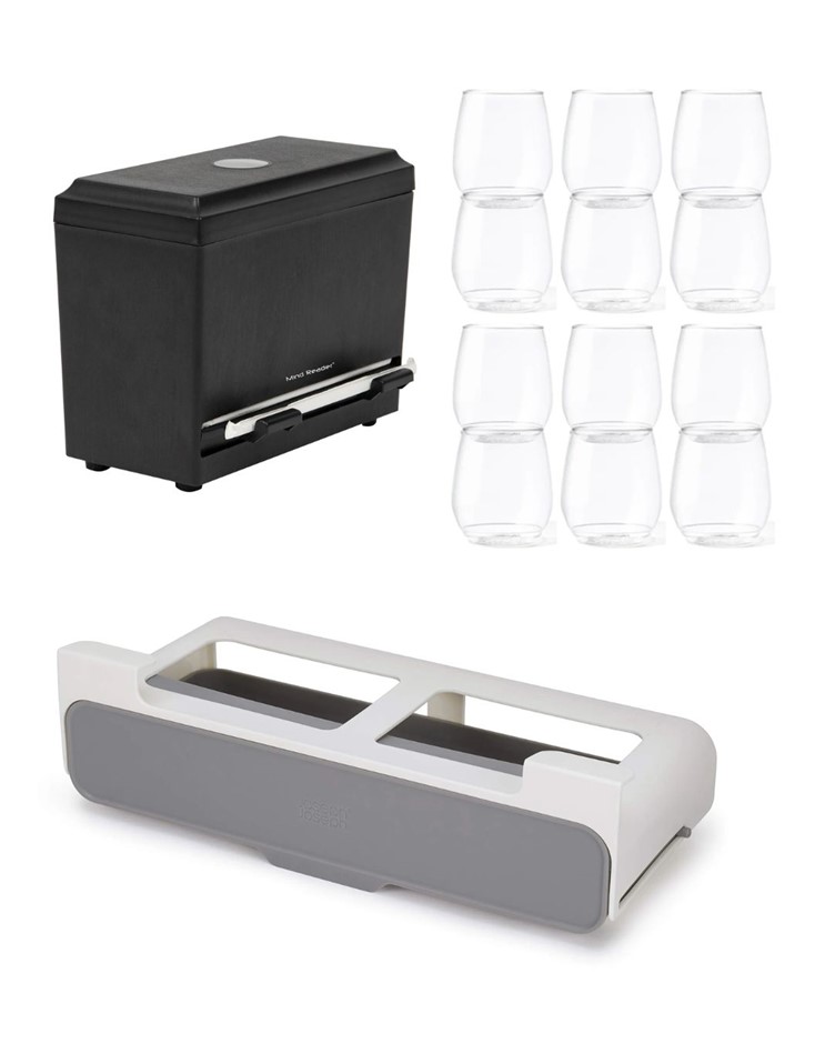 KITCHEN BUNDLE: Mind Reader Straw Dispenser + Tossware Pop 14oz Wine Glasse