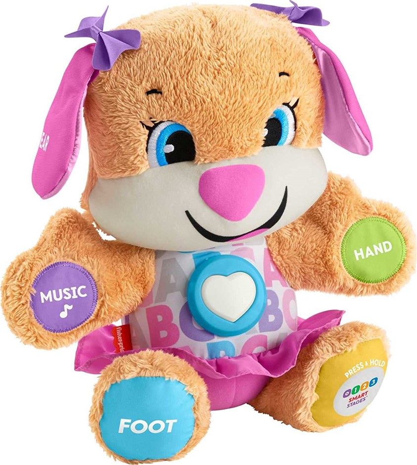 FISHER-PRICE Plush Dog Baby Toy with Lights Music and Smart Stages Learning