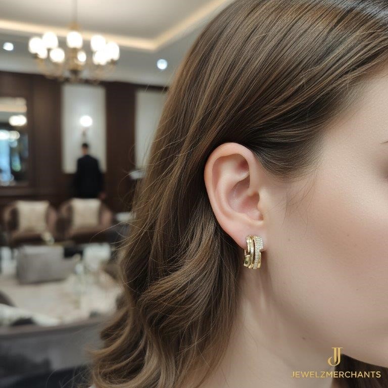 18K/Italy Solid Gold Filled Earring -(stamped 18K/Italy)-Warranty Quality