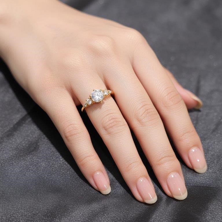 GRA Moissanite white 18k Solid Yellow Gold Vermeil Ring -8US