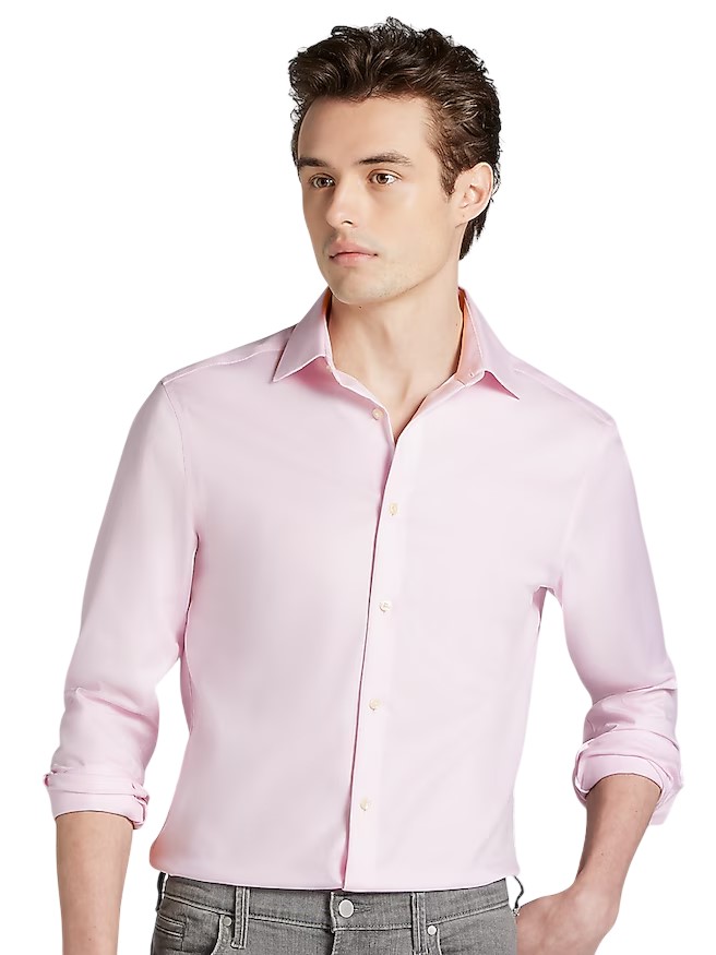 CALVIN KLEIN Men's Slim L/S Poplin Shirt, Size 42/92, Pink (BPNK), COSS001S