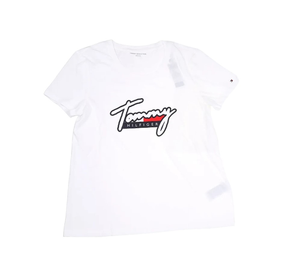 2 x TOMMY HILFIGER Women's TJ Tee, Size XL, 100% Cotton, Optic White (YCI).