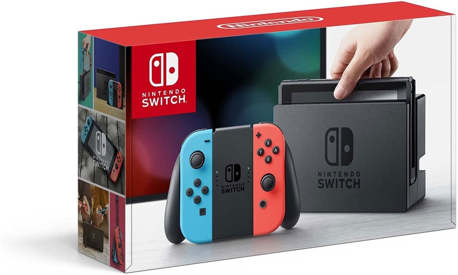 NINTENDO Switch Console with Neon Blue and Red Joy- Con. NB: Used.