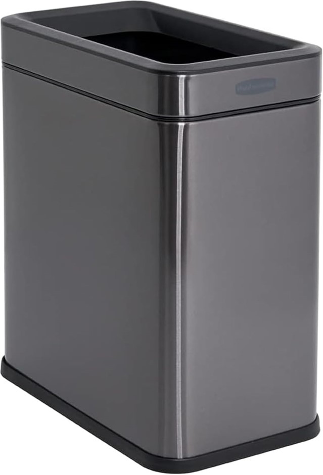 RUBBERMAID Stainless Steel Wastebasket, 2.6-Gallon, Charcoal, Trash Can fit