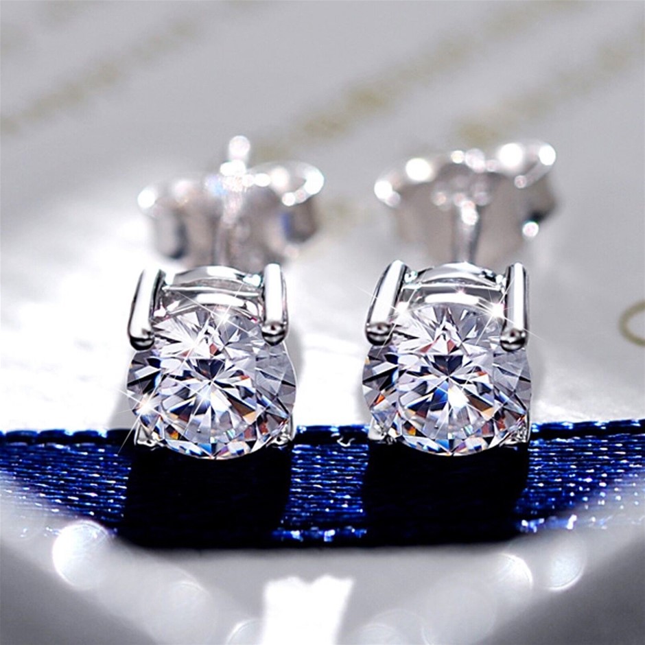 18ct White Gold (GF) 1.3ct Swarovski Crystal Solitaire Stud