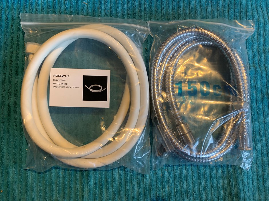 Shower Hoses, White and Chrome - Quantity 16