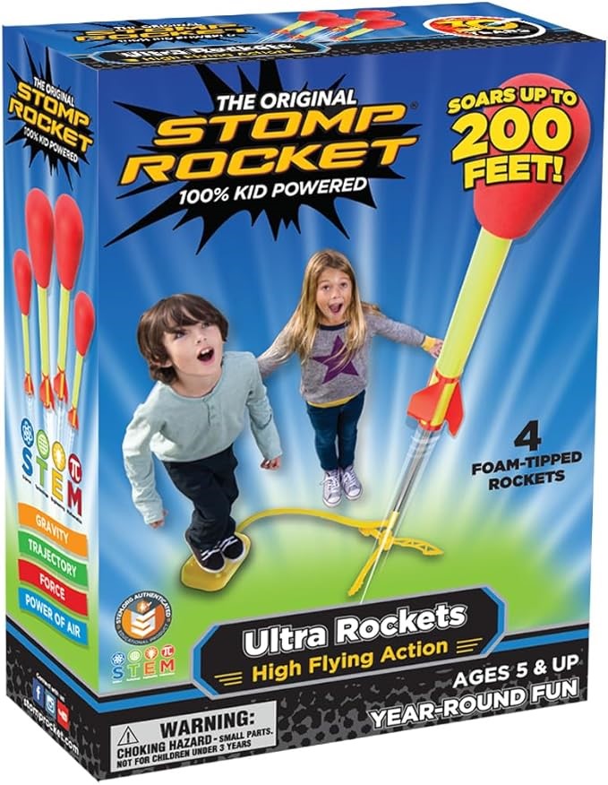 STOMP ROCKET Ultra Stomp Powered Air Rockets with Launcher, 4 Pieces
