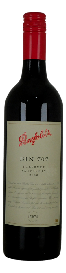 Penfolds `Bin 707` Cabernet Sauvignon 2008 (1 x 750mL) SA.