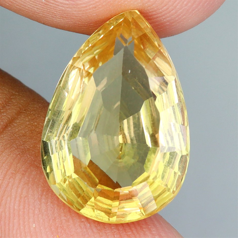 8.25ct Pear Concave Facet Cut Yellow Citrine Gemstone - 1Pc
