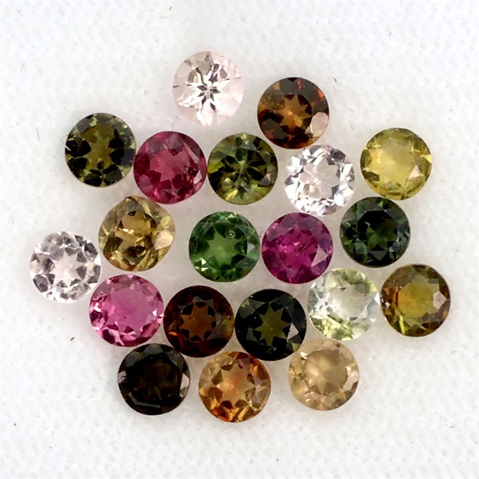 4.20ct Round Facet Cut Multi Colour Tourmaline Gemstones - 20Pcs