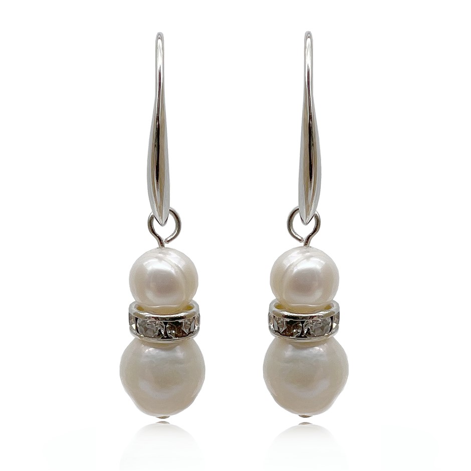 Freshwater Pearl & Baroque Dangling Drop Earrings