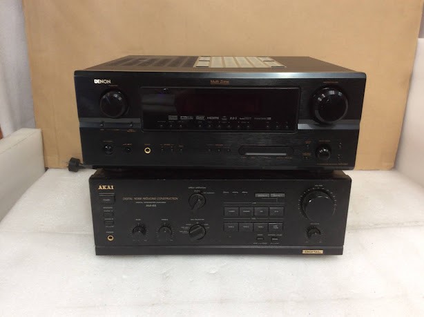 Akai AM-65 Stereo Integrated Amplifier&Denon AVR-2307 AV Receiver(Lot of 2)
