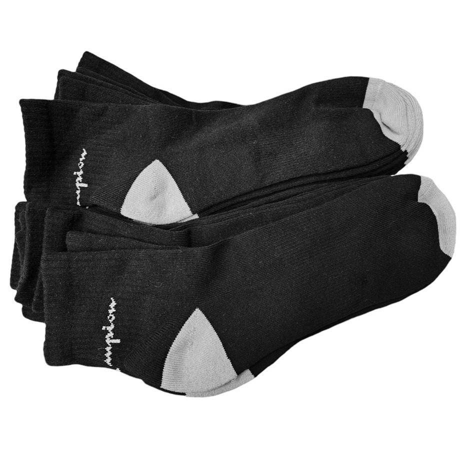 8 Pairs x CHAMPION 1/4 Crew Socks, Size 11-14, Black/Grey, 187897. Buyers