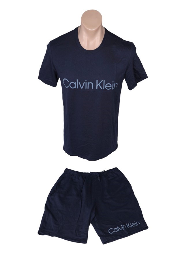 2pc CALVIN KLEIN Men's PJ Set, Size L, 60% Cotton, Dark Blue (0PP), NP2801S