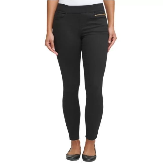2 x ANDREW MARC Women's Pull On Gold Zip Pant, Size 12, Cotton/Polyester, B