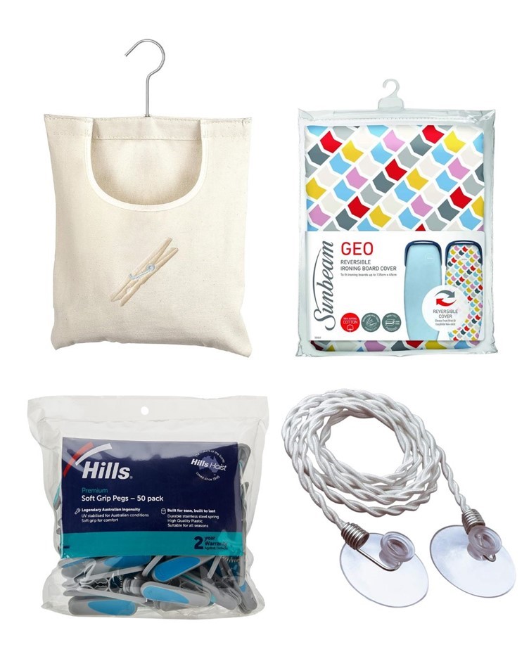 LAUNDRY BUNDLE: Design Go Go Travel Clothes Line + Whitmor Canvas Clothespi