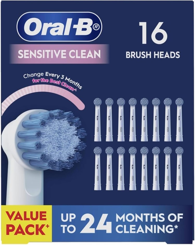 ORAL-B Sensitive Clean Electric Toothbrush Replacement Heads, Value 16 Pack