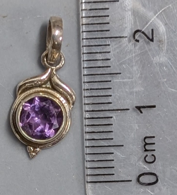 Sterling Silver Pendant with AMETHYST Gemstones