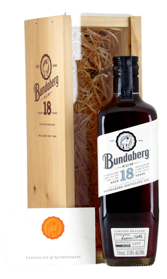 Bundaberg Rum 18 yr old (1x 700mL), QLD.