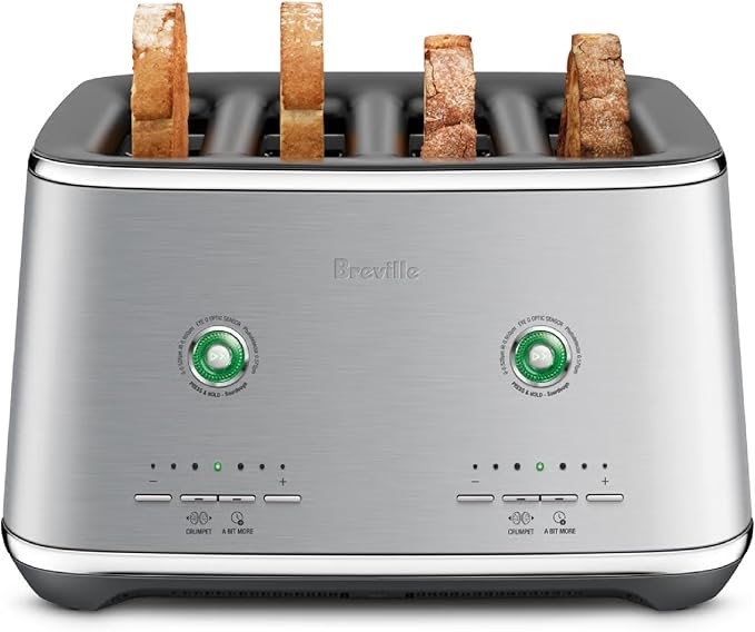Breville, The Eye Q 870 Auto 4 Slice Toaster, Brushed Stainless Steel, BTA8