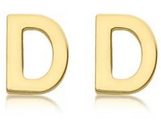 9K Yellow Gold MINI INITIAL 'D' STUD EARRINGS