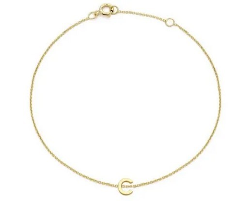 9K Yellow Gold MINI INITIAL 'C' Bracelet 15.5-19cm