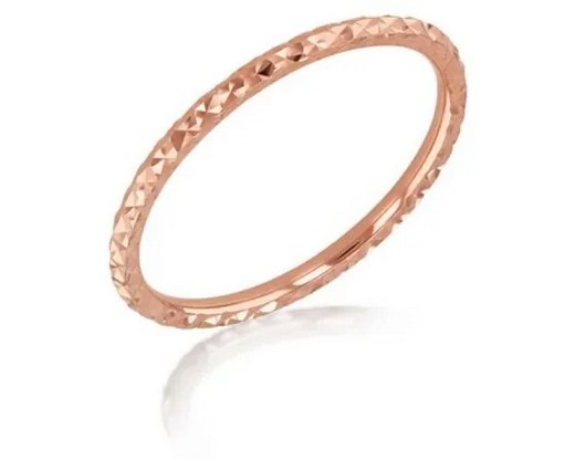 9K ROSE GOLD SOLID DIAMOND CUT STACKER RING
