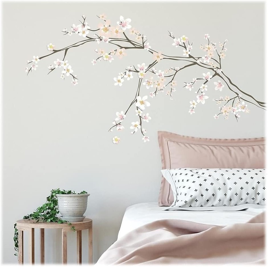 ROOMMATES RMK3856GM Cherry Blossom Branch Peel and Stick Giant with 3D Embe