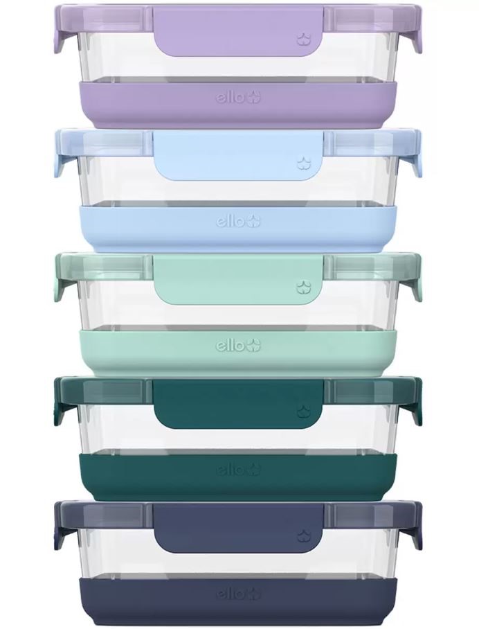 2 x ELLO 10pc Meal Prep Glass Storage Set. NB: Used, not in original packag