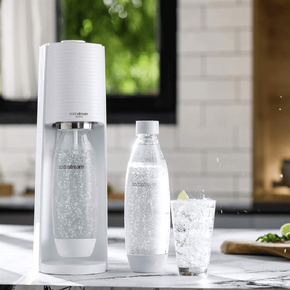 SODASTREAM Terra, White. NB: Has been used, damaged packaging, colours may