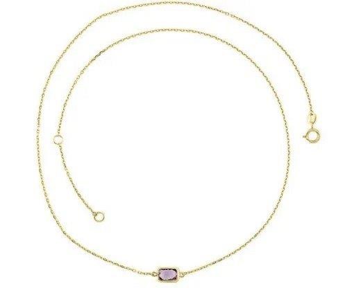 9K YELLOW GOLD FACETED AMETHYST NECKLACE 45cm