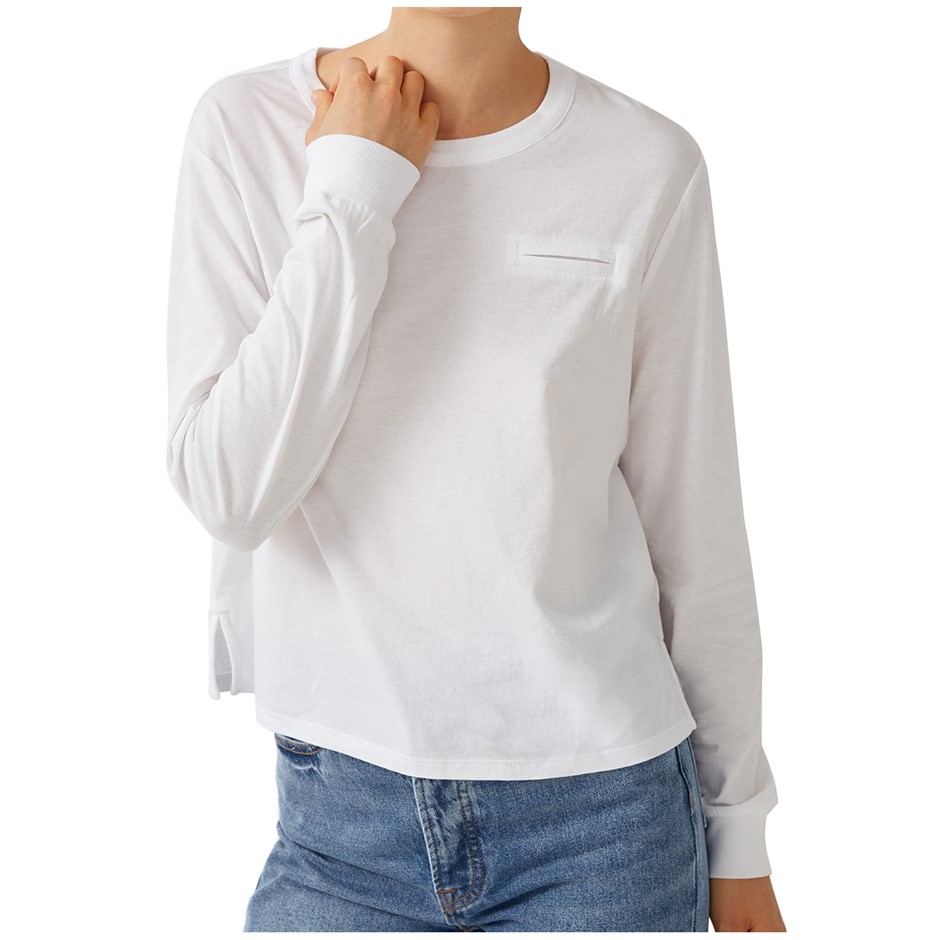 JAG Women's Jet Long Sleeve Boxy Pima Tee, Size M, 100% Cotton, White. RRP: