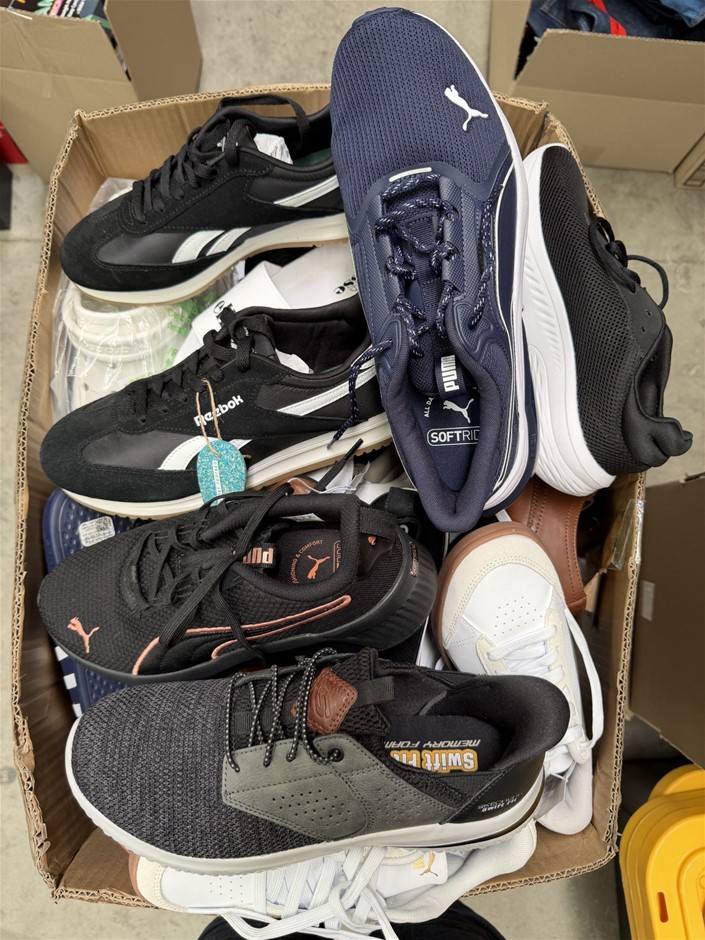 100 x Assorted Unpaired Odd Shoes, Men's & Women's, Brands Incl: PUMA, ADID