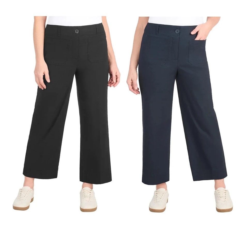 2 x DALIA Women's Wide Leg Woven Pant, Size 8, Black & Navy, 1879145. Buye