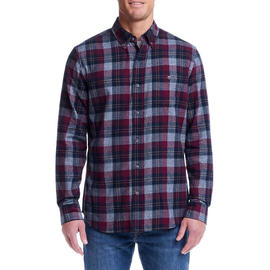 WEATHERPROOF Men's Flannel Shirt, Size L, 60% Cotton, Rhubarb. Buyers Note