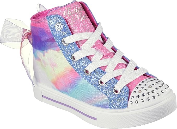 SKECHERS Girls Twinkle Toes: Twinkle Sparks High-Top Sneaker, Bow Magic - H