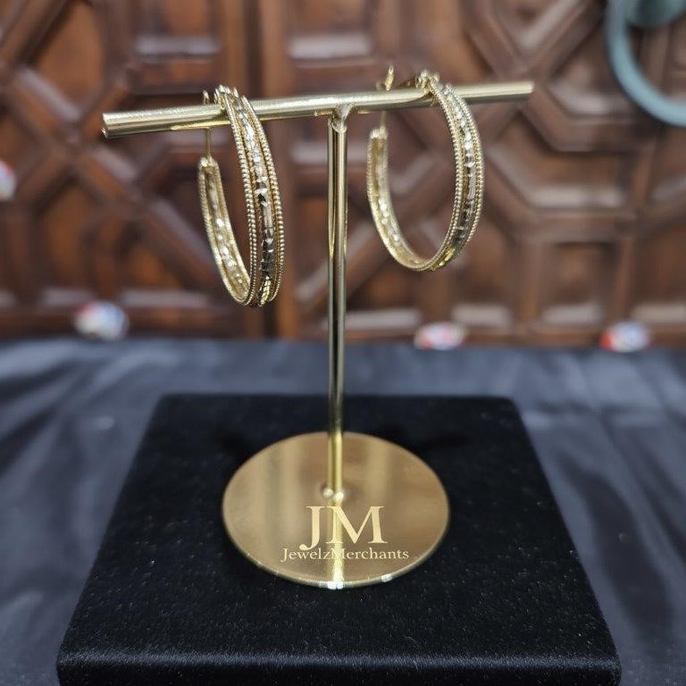 18K/ITALY Solid Yellow Gold Filled Earring -Quality Guarantee-