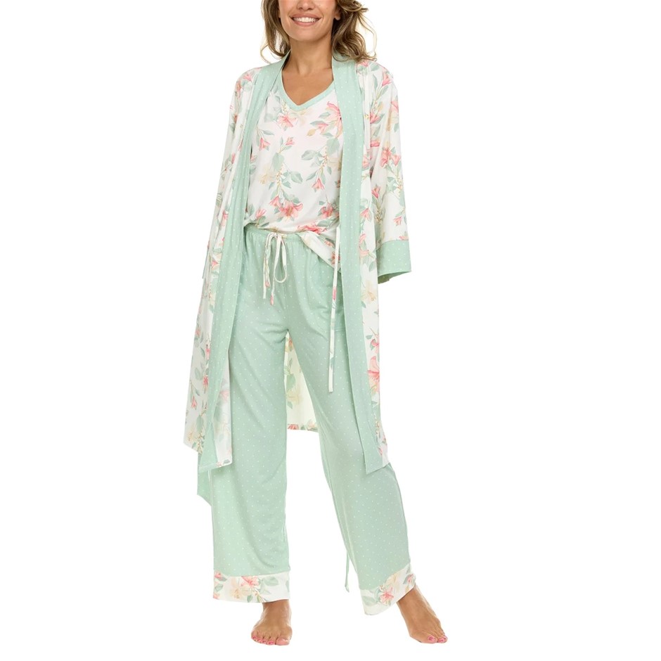 FLORA NIKROOZ Women's 3pc Lounge Set, Size XL, Green.