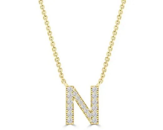 9K YELLOW GOLD 'N' 0.09 HI I1 DIAMOND NECKLACE 40+5cm