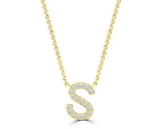 9K YELLOW GOLD 'S' 0.06 HI I1 DIAMOND NECKLACE 40+5cm