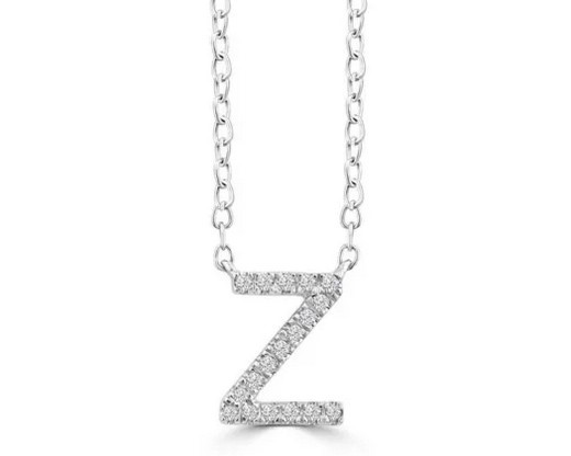 9K WHITE GOLD 'Z' 0.06 HI I1 DIAMOND NECKLACE 40+5cm