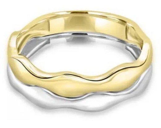 9K Yellow Gold &amp; WHITE GOLD SOLID DOUBLEWAVE RING