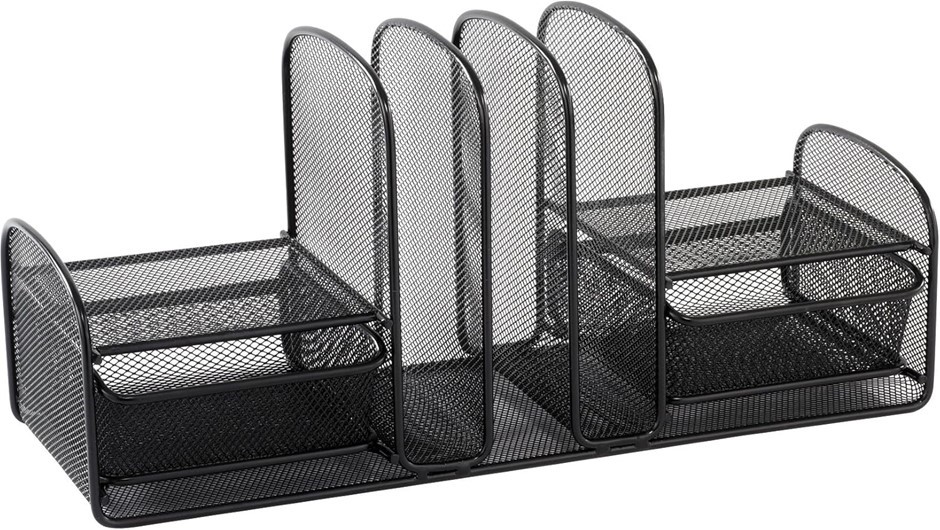 SAFCO Onyx Mesh 3 Sorter/2 Drawer Desktop Organizer 3263BL, Black Powder Co
